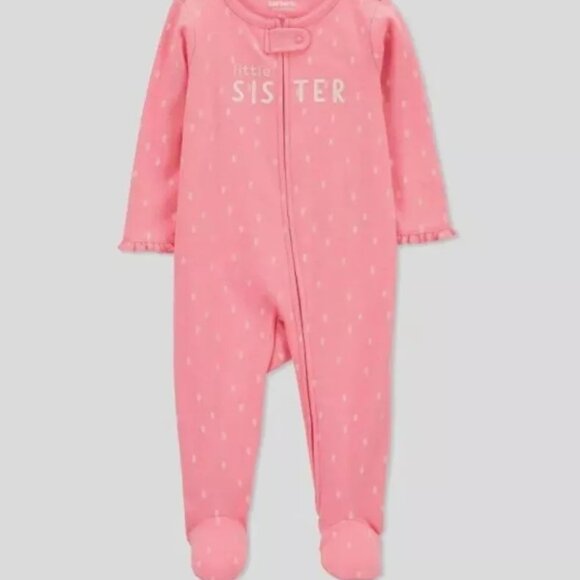 Carter's Just One You® Baby Girls' Little Sister Footed Pajama Rose Pink 6M - Picture 3 of 3